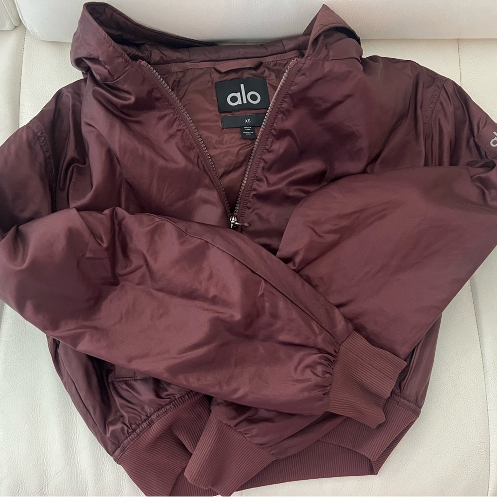 ALO Yoga Maroon Bomber Jacket